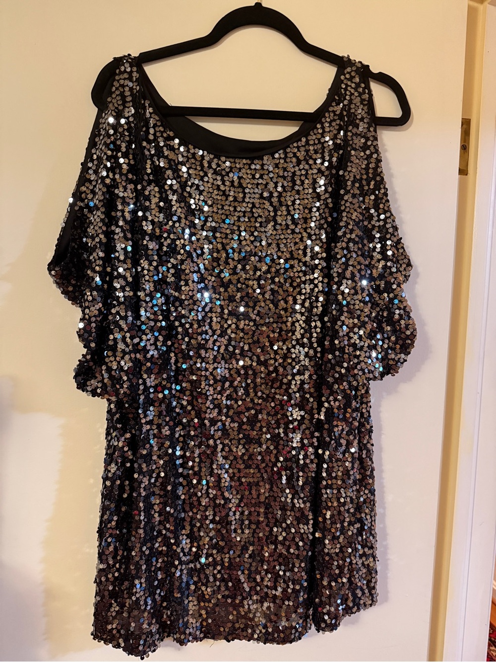 Black Sequin Cold-Shoulder Party Tunic Adrianna Papell 3X
